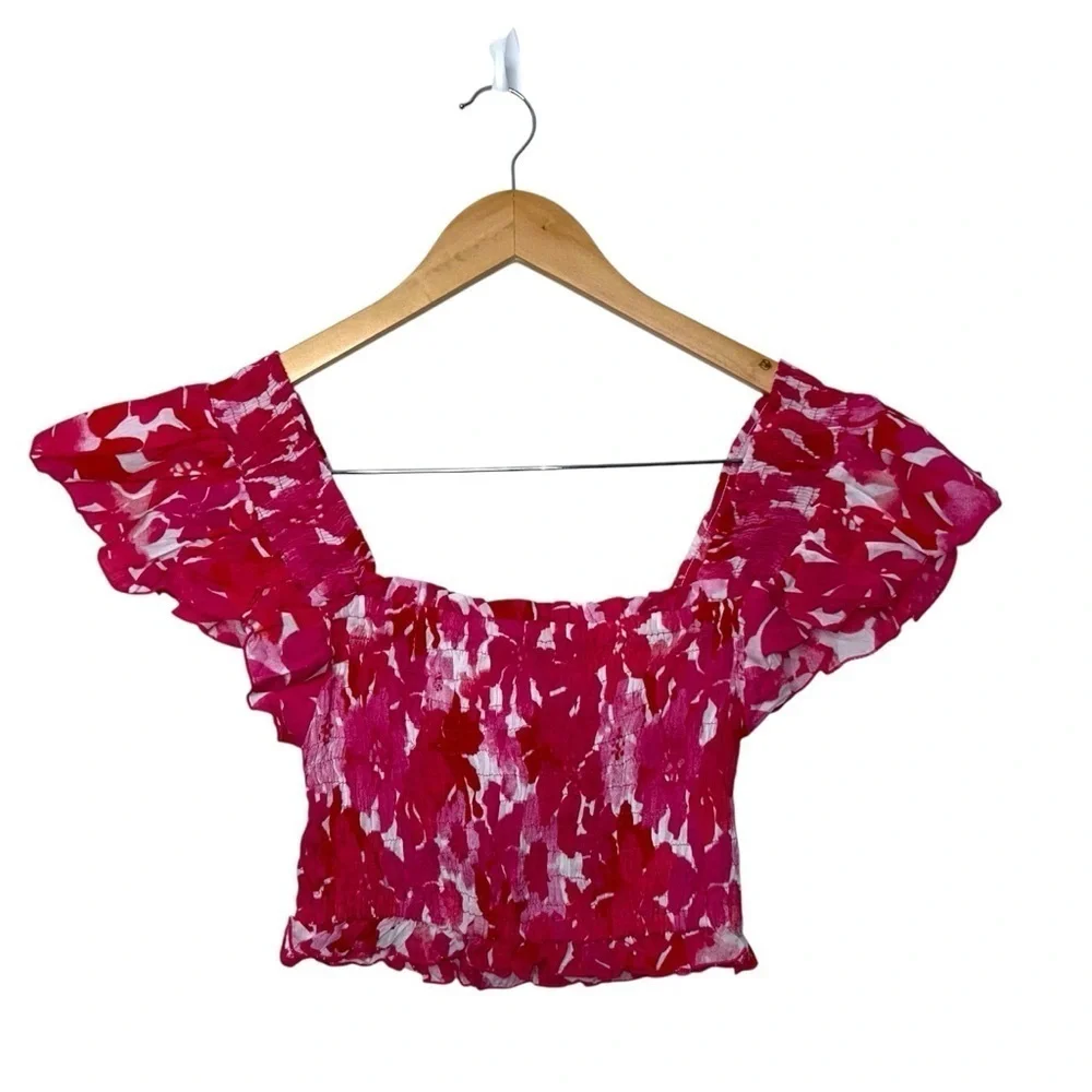 TIARE HAWAII OLIVIA Set Mini SKIRT and Top in Fiji Flowers Pink Smocked 2 Piece